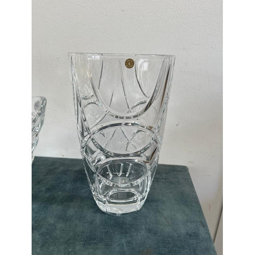 202 - 3 x Clear glass crystal vases - Ralph Lauren, Rogaska and one other.