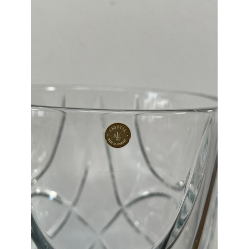 202 - 3 x Clear glass crystal vases - Ralph Lauren, Rogaska and one other.