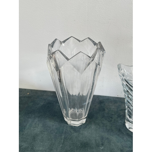 202 - 3 x Clear glass crystal vases - Ralph Lauren, Rogaska and one other.