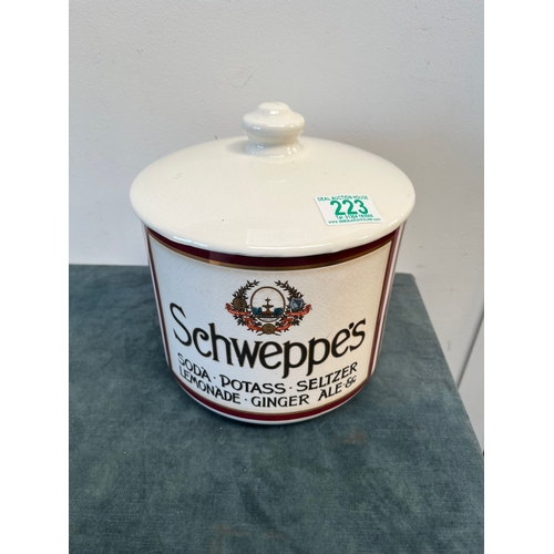 223 - Large Schweppe's advertising porcelain ice bucket - Crown Winsor