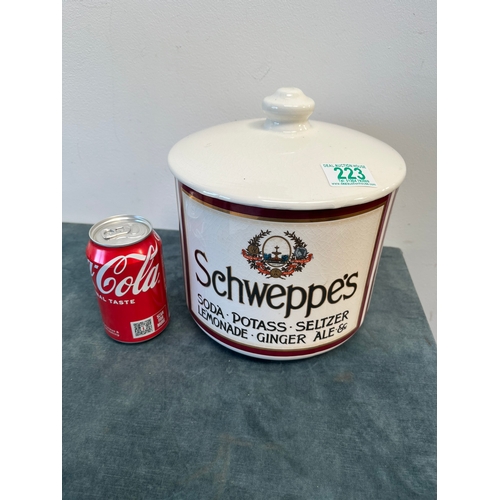 223 - Large Schweppe's advertising porcelain ice bucket - Crown Winsor