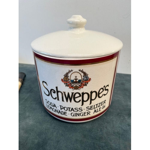 223 - Large Schweppe's advertising porcelain ice bucket - Crown Winsor