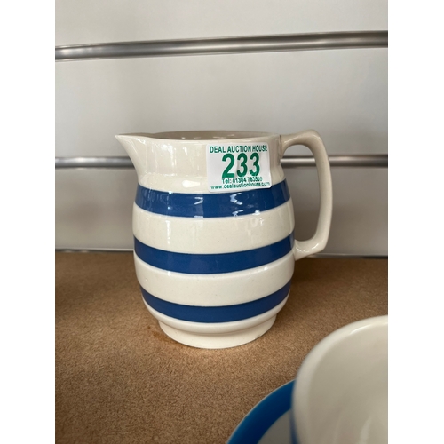 233 - 3 x Cornish ware jugs and cup and saucer