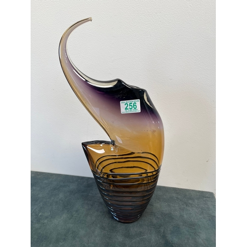 256 - Abstract glass free form vase