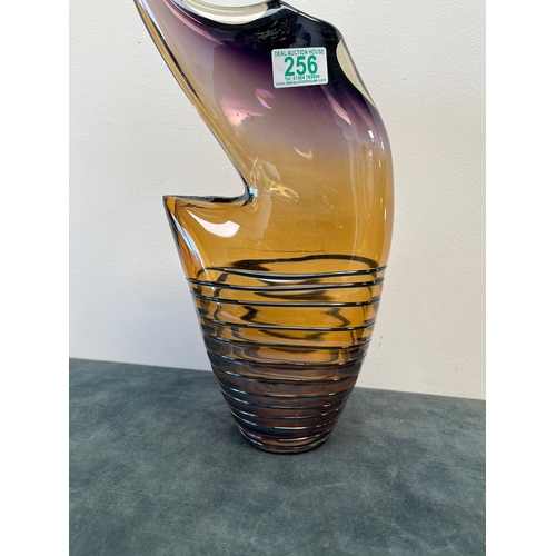 256 - Abstract glass free form vase