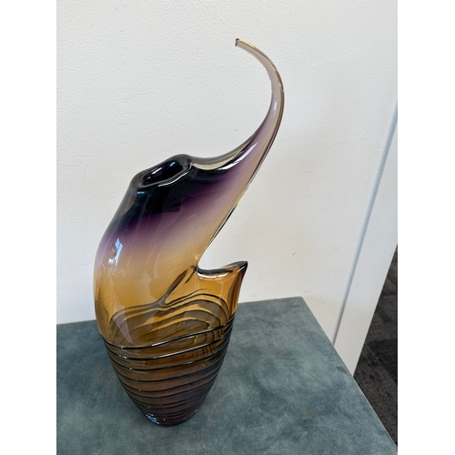 256 - Abstract glass free form vase