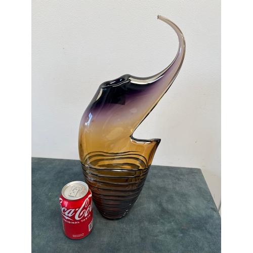 256 - Abstract glass free form vase