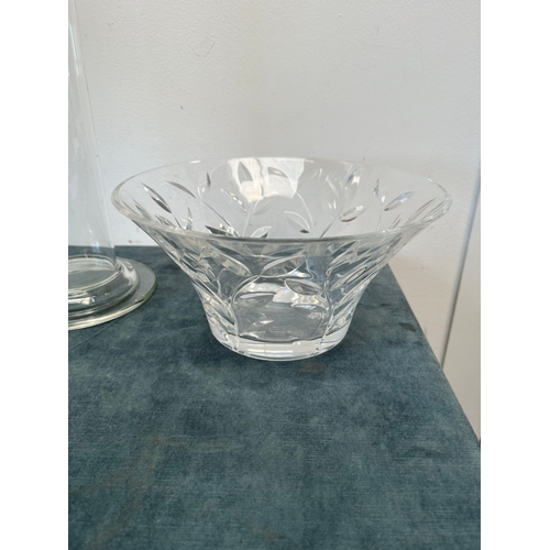 264 - Large glass spaghetti container and cut glass bowl