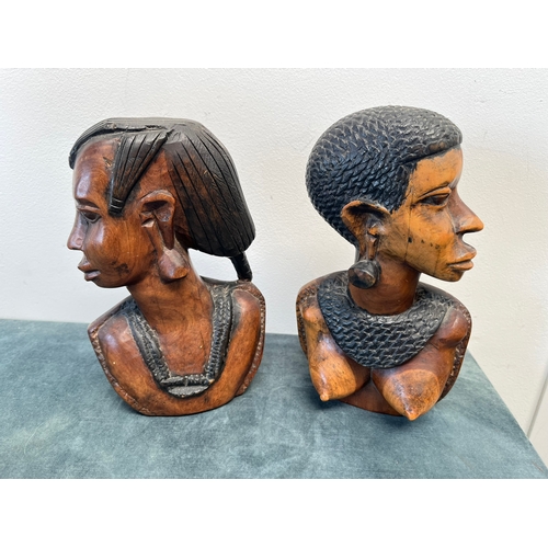 275 - 2 x Zimbabwe wooden carved African heads