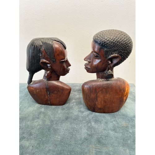 275 - 2 x Zimbabwe wooden carved African heads