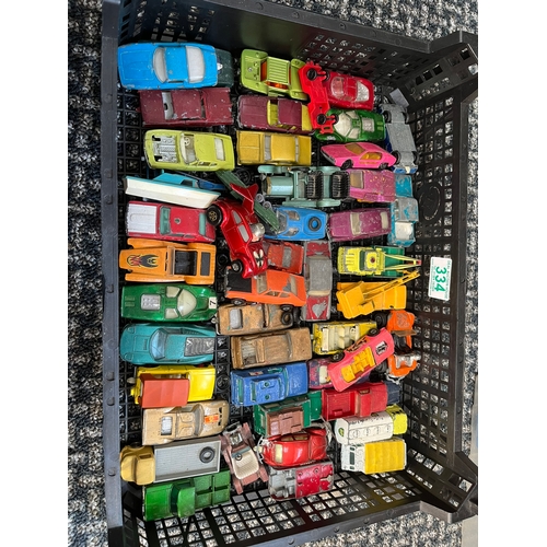 334 - Tray of assorted model cars mainly Matchbox