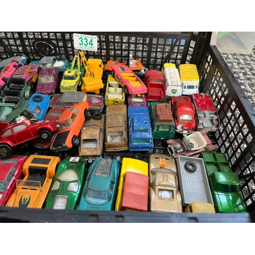 334 - Tray of assorted model cars mainly Matchbox