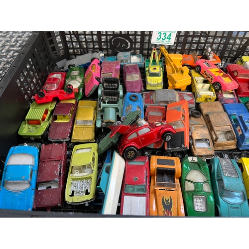 334 - Tray of assorted model cars mainly Matchbox