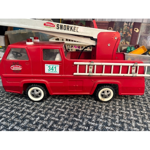 341 - Tonka Snorkel fire engine and Tonka cement mixer