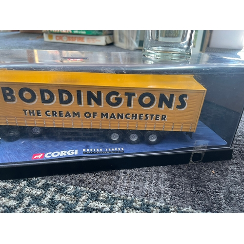 352 - Corgi Boddingtons bitter lorry, pint glass and beer mats