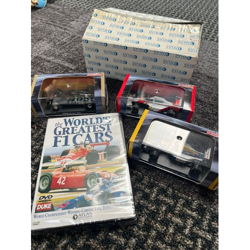 356 - 3 x Grand Prix Formula 1 cars and Atlas DVD