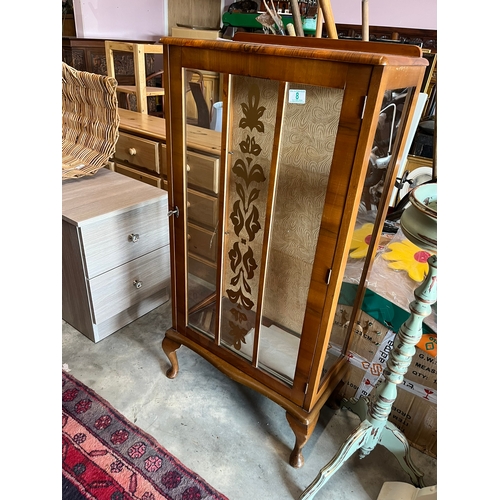 8 - Glazed display cabinet with two glass shelves