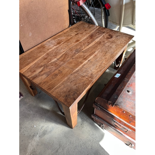 21 - Hardwood coffee table with metal bracing