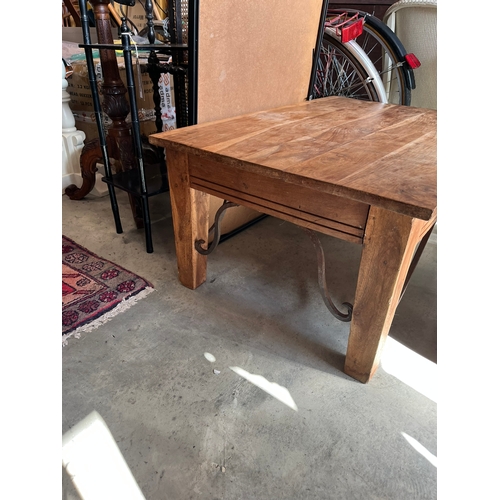 21 - Hardwood coffee table with metal bracing