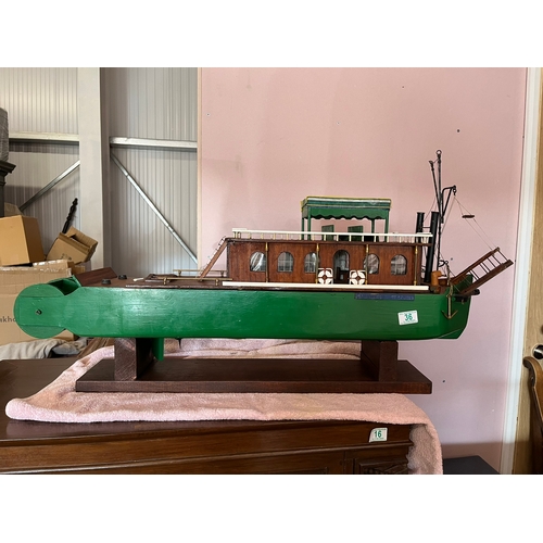 36 - Large model of a steam paddle boat