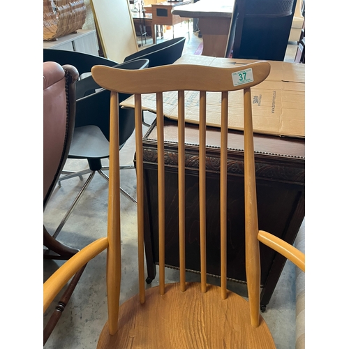 37 - Ercol light elm Windsor carver chair