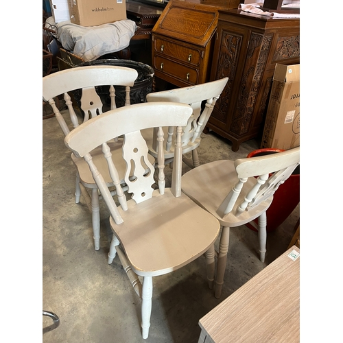 50 - 4 x Farmhouse style painted dining chairs