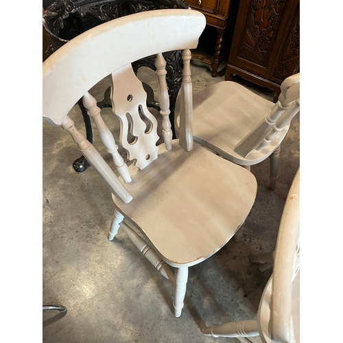 50 - 4 x Farmhouse style painted dining chairs