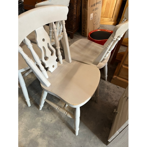 50 - 4 x Farmhouse style painted dining chairs