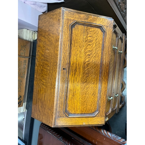 52 - Antique oak bureau with drop handles