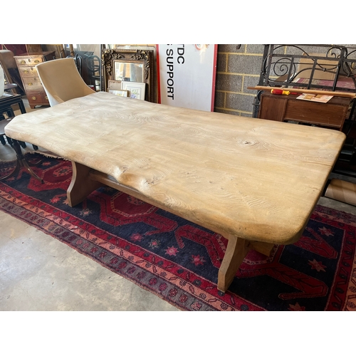 55 - Very large and heavy farmhouse style elm dining table. Constructed from one piece of elm. 

This tab... 