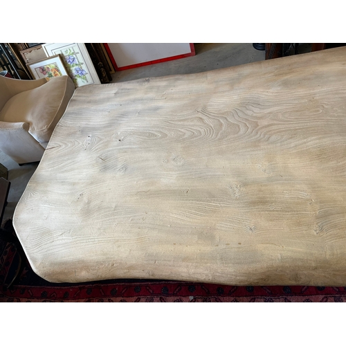 55 - Very large and heavy farmhouse style elm dining table. Constructed from one piece of elm. 

This tab... 