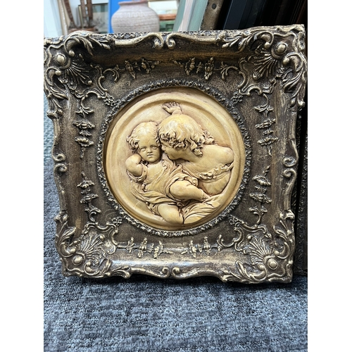 801 - Gilt framed relief wall plaque