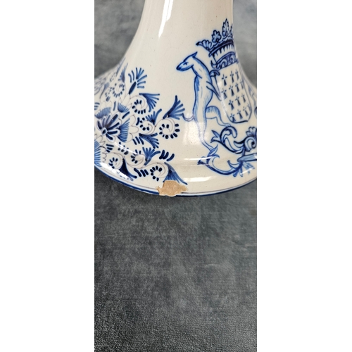 216 - Large pair of Dutch Delft blue and white porcelain candlesticks