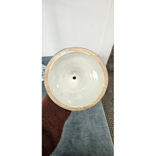 216 - Large pair of Dutch Delft blue and white porcelain candlesticks