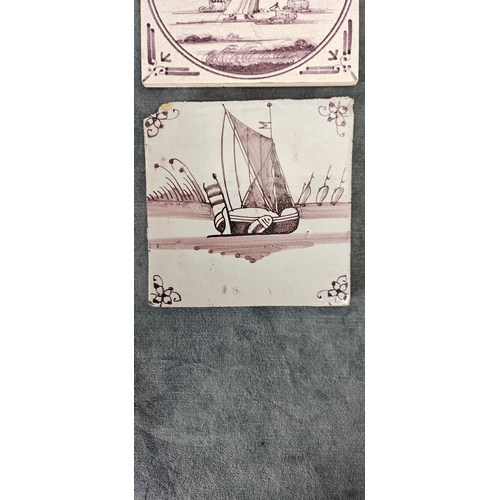 217 - 4 x Assorted Dutch Delft type tiles