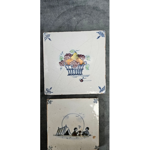 217 - 4 x Assorted Dutch Delft type tiles