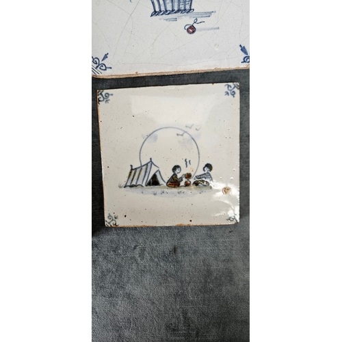 217 - 4 x Assorted Dutch Delft type tiles