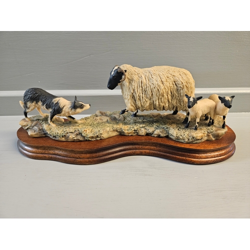 207 - Border Fine Arts 'Blackfaced Ewe And Collie' 104 By R Ayres On Wood Base