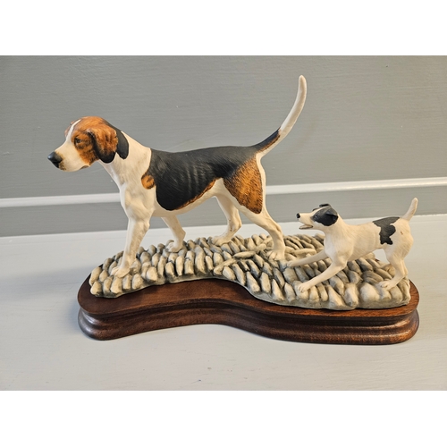 348 - Border Fine Arts 'Old English Fox Hound And Terrier L91 By M Laing-Hunt Limited Edition 197/750 On W... 