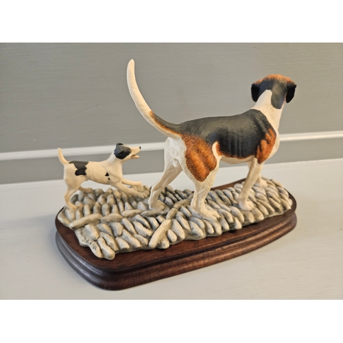 348 - Border Fine Arts 'Old English Fox Hound And Terrier L91 By M Laing-Hunt Limited Edition 197/750 On W... 