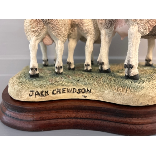 182 - Border Fine Arts. ‘Texel Ewe And Lambs’ By Jack Crewdson B0658 Limited Edition 67/1500 On Wood Base ... 