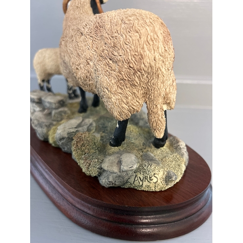 186 - Border Fine Arts ‘Swaledale Ewe And Lamb' B0307 By R Ayres Limited Edition 936/1250 On Wood Base Wit... 