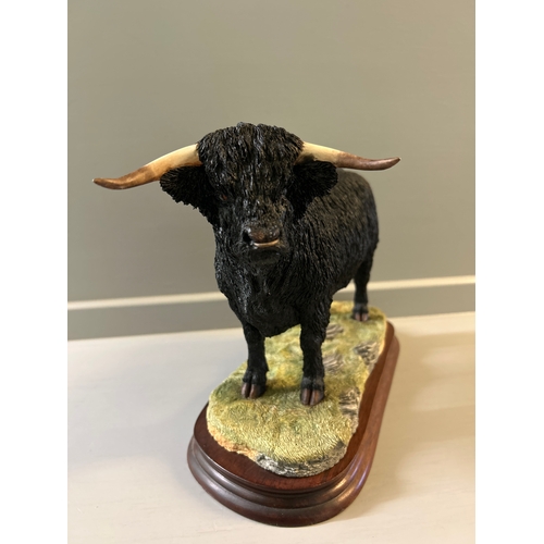 294 - Border Fine Arts ‘Highland Bull’ B0808 By Jack Crewdson Limited Edition 299/500 On Wood Base With Ce... 