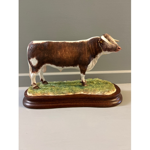 299 - Border Fine Arts ‘Longhorn Bull’ B1138 By R Ayres Limited Edition 111/500 With Box On Wood Base