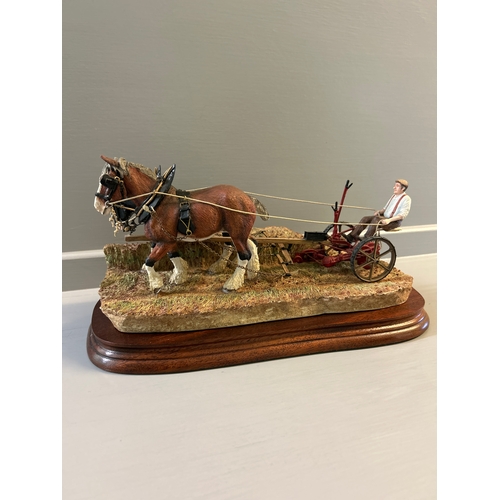 212 - Border Fine Arts ‘Hay Cutting Starts Today’ B0405A By R Ayres On Wood Base With Certificate