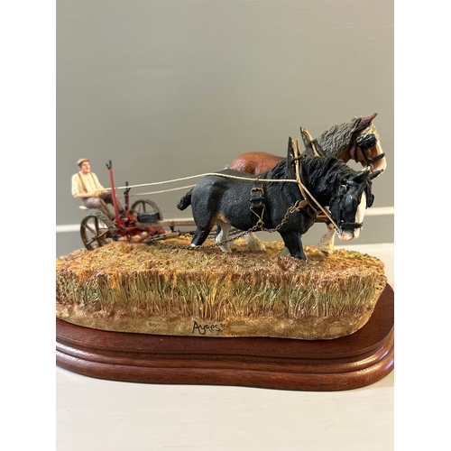 212 - Border Fine Arts ‘Hay Cutting Starts Today’ B0405A By R Ayres On Wood Base With Certificate