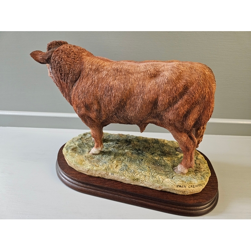 295 - Border Fine Arts 'Limousin Bull' B0531 By J Crewdson Limited Edition 39/750 With Certificate On Wood... 