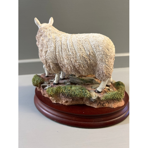 205 - Border Fine Arts ‘Cheviot Ewe And Lambs’ By R Ayres B1119 Limited Edition 183/500 On Wood Base With ... 