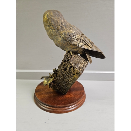 86 - Border Fine Arts Bronze 'Barn Owl' 25th Anniversary Limited edition 354/500 By R Ayres On Wood Base