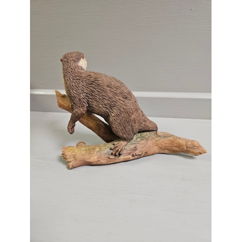 110 - Border Fine Arts 'Otter' 019 By J Boyt On Wood Base